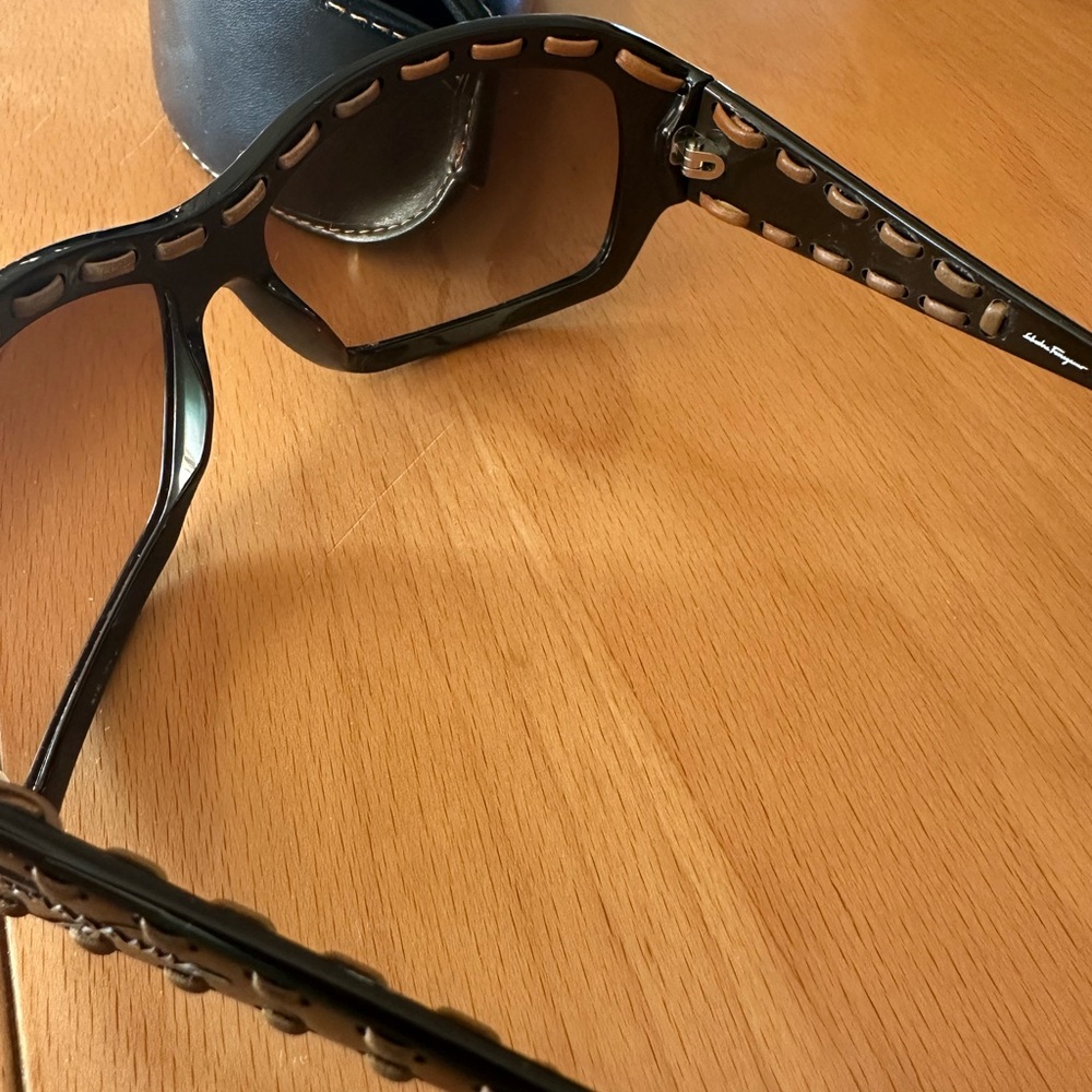Sold - Salvatore Ferragamo Black Sunglasses with Brown Tint - Picture 10 of 12